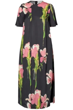 2263 Dry Viscose, Flowy Short Sleeve Midi Dresssg-aw25-d164-2263*Stine Goya Sale