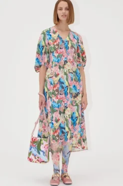 Stine Goya 2259 Structure Stretch, 3/4 Sleeve Midi Dresssg-ss25-d018-2259< Kjoler