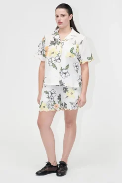 Stine Goya 2133 Tencel, Scalloped Short Sleeve Shirtsg-pf25-s027-2133< T-Shirts & Toppe|Ammevenligt Tøj