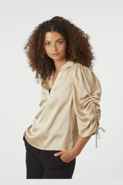 Alvira Drapy Satin Blouse 166542*Neo Noir