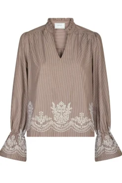 Amara Striped Emb Blouse 166705*Neo Noir Best