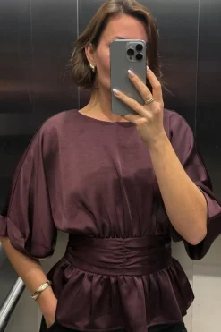 Annegret Heavy Sateen Blouse 166830*Neo Noir Best