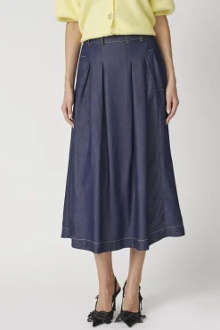 Co´Couture Anyacc Denim Pleat Skirt 34181< Nederdele