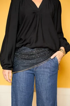 Black Colour Bcardenia Mini Scarf W/Stones 3646< Tørklæder