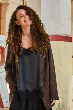 Black Colour Bcevie Lace Strap Top 41046< T-Shirts & Toppe