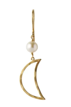 Stine A Bella Moon Earring With Pearl Goldenen< Øreringe
