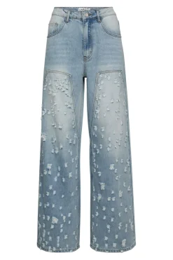 Bleach Distressed Patch Jeans HL10336*Haute L'Amitié Sale
