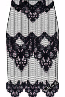 Curvey Lace Hem Pencil Skirt HL10015*Haute L'Amitié New