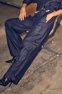 Denim Cargo Pull On Trouser HL10317*Haute L'Amitié Discount