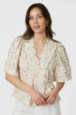 Neo Noir Evienne Floral Blush Top 626< T-Shirts & Toppe