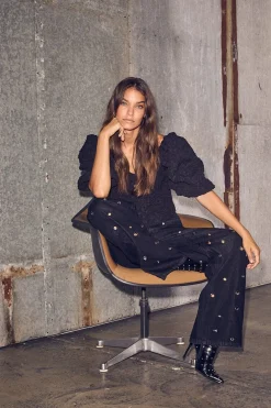 Eyelet Patch Jeans HL10337*Haute L'Amitié