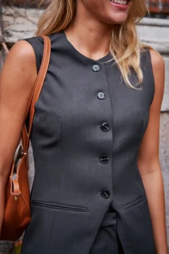 Neo Noir Fabia Structure Waistcoat 164162< Veste|Ammevenligt Tøj