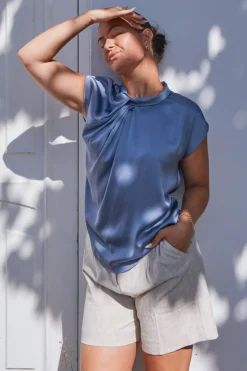 Neo Noir Fleur Drapy Satin Blouse< T-Shirts & Toppe