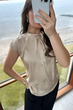 Neo Noir Fleur Drapy Satin Blouse< T-Shirts & Toppe