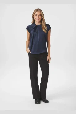 Fleur Drapy Satin Blouse 160990*Neo Noir Outlet