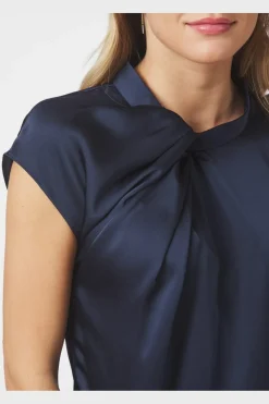 Fleur Drapy Satin Blouse 160990*Neo Noir Outlet