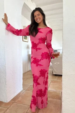 BYIC Floraic Mesh Dress A23862< Kjoler