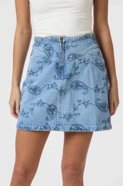 Gabani Embroidery Denim Skirt 165223*Neo Noir