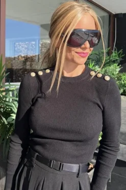 Valentin Studio Gold Button Knit Blouse< Bluser & Skjorter