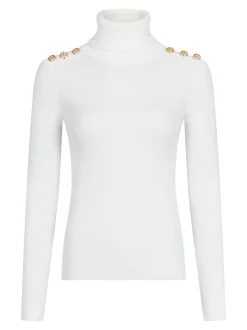 Gold Button Knit Roll Blouse*Valentin Studio New