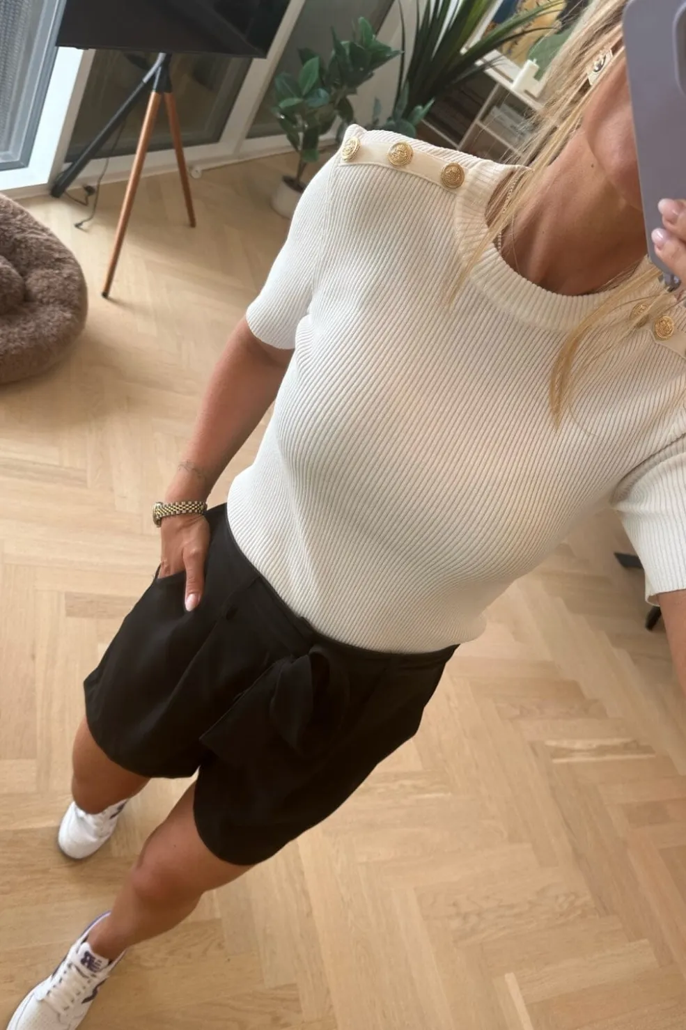 Gold Button Knit T-shirt*Valentin Studio Sale