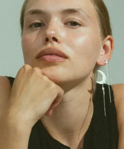 Half Moon Chain Stud Left*Jane Kønig Sale