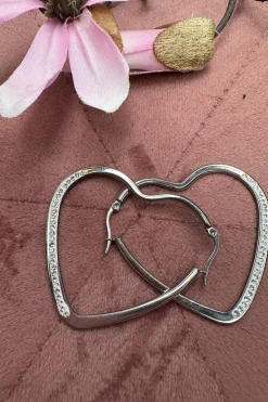 Mellow Moon Heart Hoop Stone< Øreringe