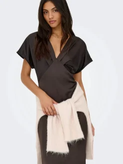 JDY urba S/S Midi Satin Dress< Kjoler