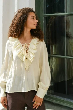 Neo Noir Katarina Crepe Ruffle Blouse 166497< Bluser & Skjorter