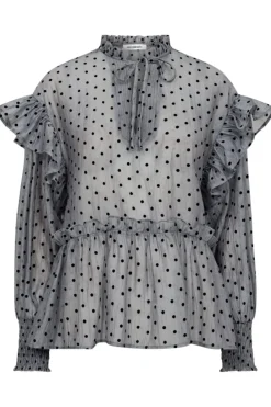 Co´Couture Katinkacc Dot V-Frill Blouse 35560< Bluser & Skjorter
