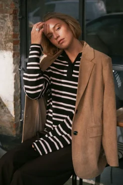 Mala Polo Knit Blouse 167213*Neo Noir Discount