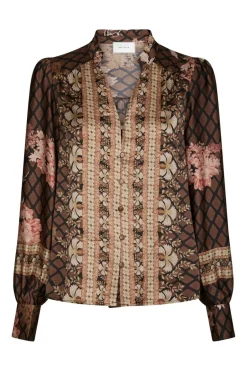 Massima Botanical Border Blouse 167029*Neo Noir Clearance