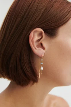 Mellow Blue Earchains e-375-gp -*Pernille Corydon Jewellery Best