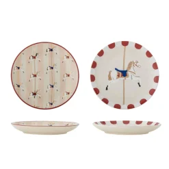 Merry-go-round Tallerken, Rød, Stentøj 82062866*Bloomingville