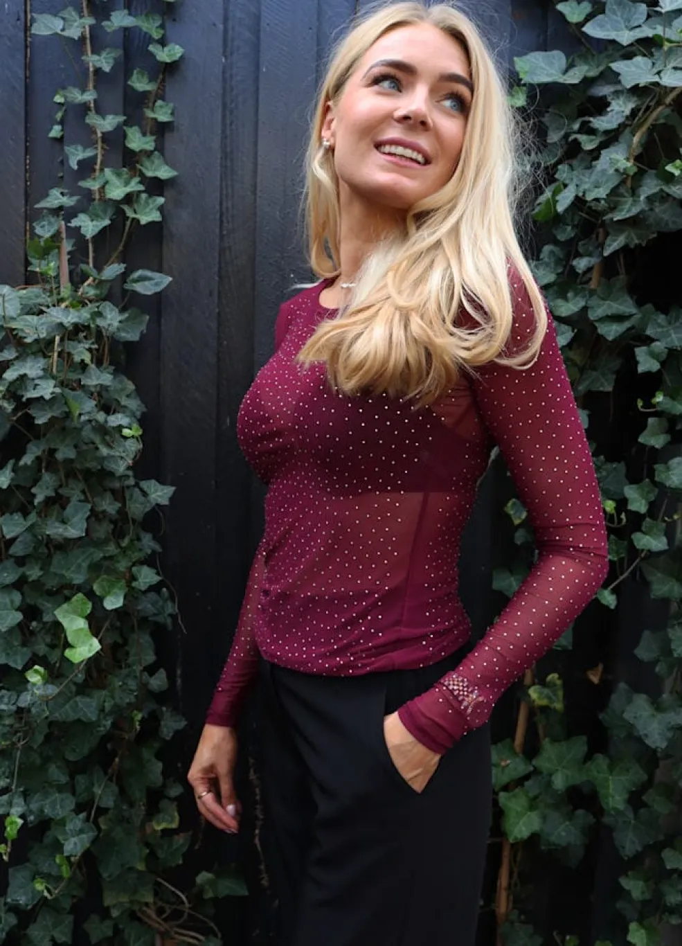 Mesh Ls Sparkle Tshirt 22134*Liberte Best