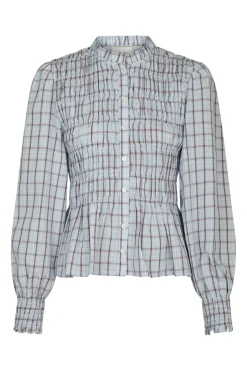 Neo Noir Mocca Smock Check Blouse 166900< Bluser & Skjorter|Ammevenligt Tøj