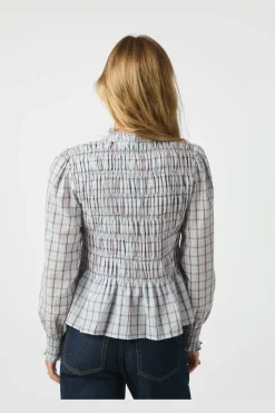 Neo Noir Mocca Smock Check Blouse 166900< Bluser & Skjorter|Ammevenligt Tøj