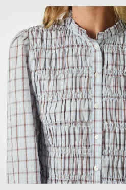 Neo Noir Mocca Smock Check Blouse 166900< Bluser & Skjorter|Ammevenligt Tøj