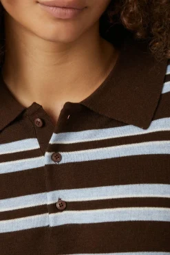 Mulann Polo Knit Blouse 165966*Neo Noir Discount