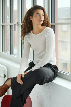 Nella Fine Rib Blouse 167271*Neo Noir Clearance