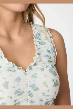 Nicolla Mesh Botanical Top 165659*Neo Noir Clearance