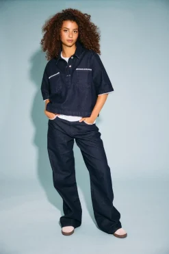 Noisy May Nmindie 2/4 Denim Lace Shirt Db< Sæt 🛍️|Bluser & Skjorter