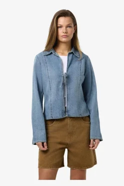 Noisy May Nmmaisy L/S String Denim Shirt Bs031Lb< Sæt 🛍️|Bluser & Skjorter