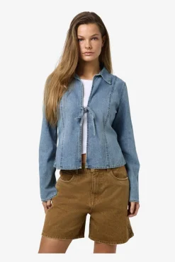 Noisy May Nmmaisy L/S String Denim Shirt Bs031Lb< Sæt 🛍️|Bluser & Skjorter