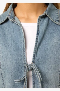 Noisy May Nmmaisy L/S String Denim Shirt Bs031Lb< Sæt 🛍️|Bluser & Skjorter