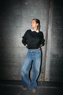 Nmsabine Nw X Over Wide Jeans Fo090Mb*Noisy May Clearance