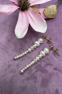 Mellow Moon One Pearl Long Earring< Øreringe