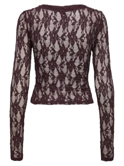 Only Onlalba L/S V-Neck Lace Top< Bluser & Skjorter