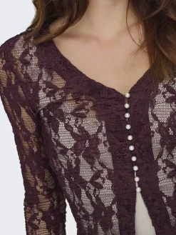 Only Onlalba L/S V-Neck Lace Top< Bluser & Skjorter