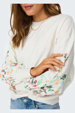 Onlbrooke L/S O-Neck Flower Swt*Only Online